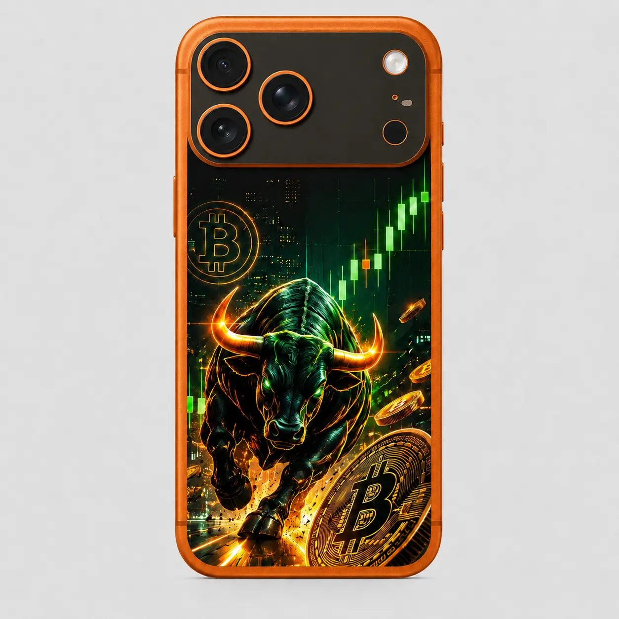 Crypto Bull — Skin arrière & caméra iPhone 17 Pro Max