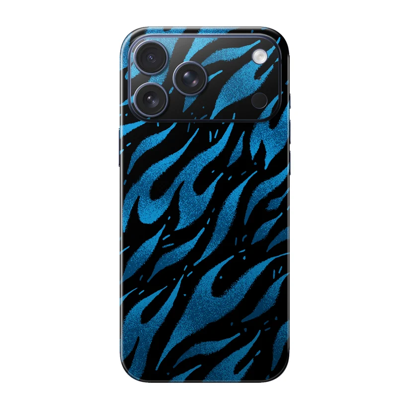 Flamme Azur — Skin intégrale iPhone 17 Pro Max
