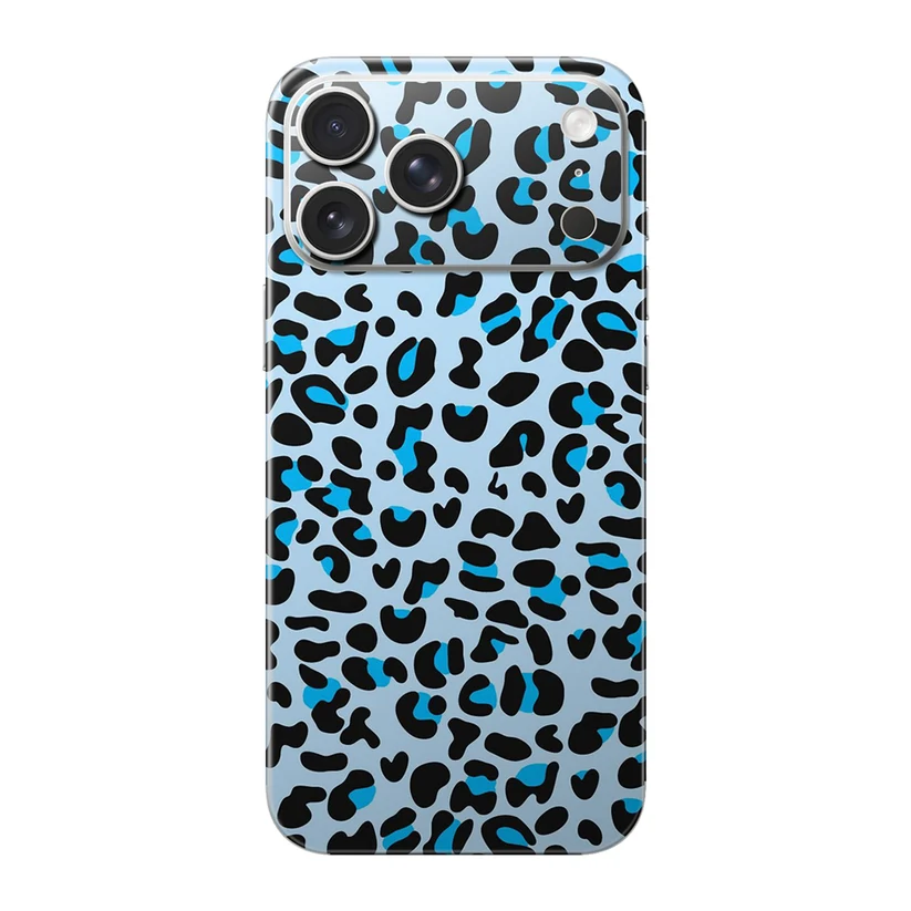 Léopard Azur — Skin intégrale iPhone 17 Pro Max