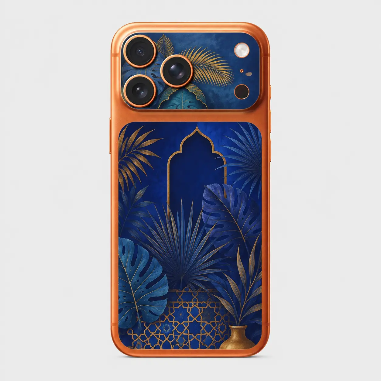 Jardin Cobalt — Skin arrière & caméra iPhone 17 Pro Max
