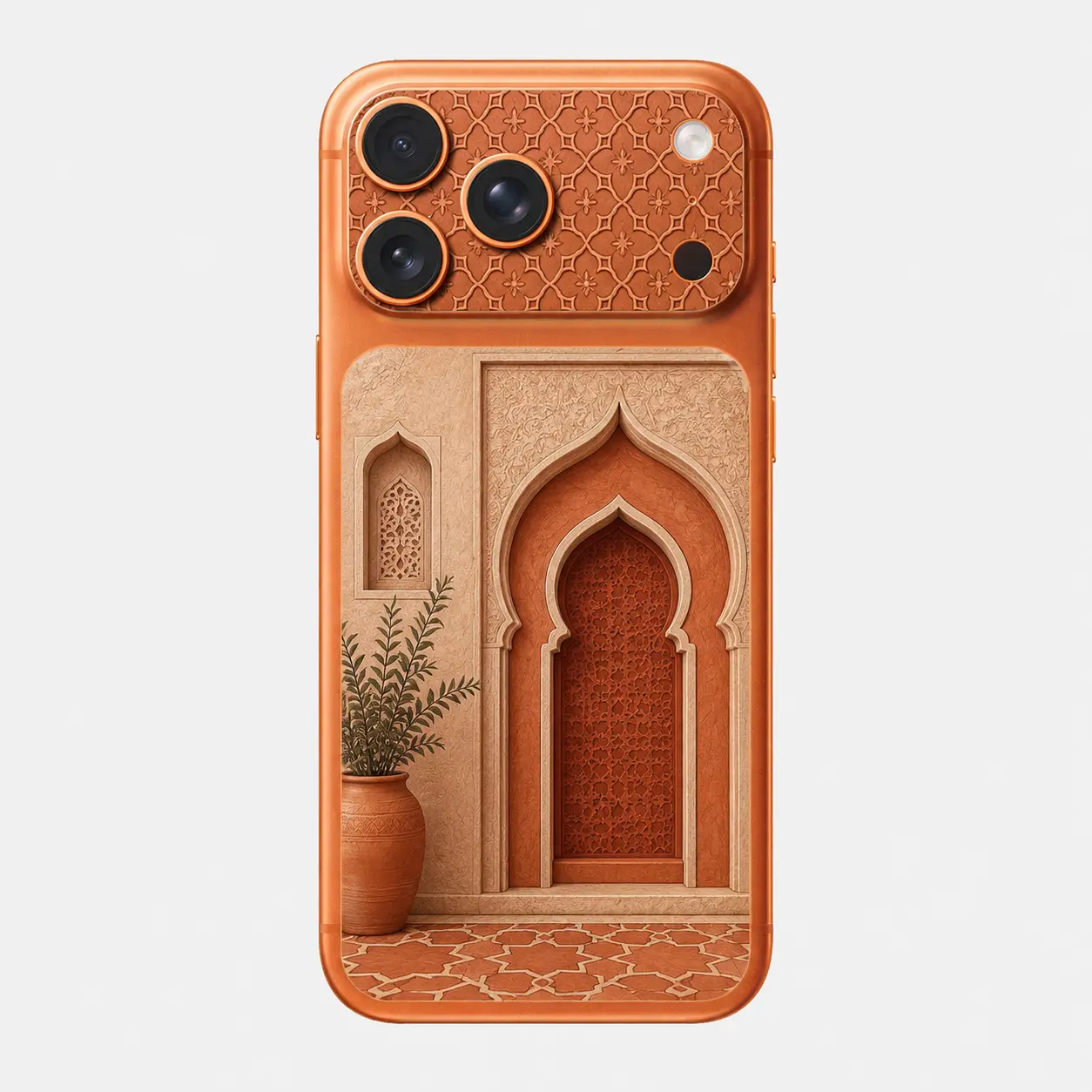 Porte Terracotta — Skin arrière & caméra iPhone 17 Pro Max
