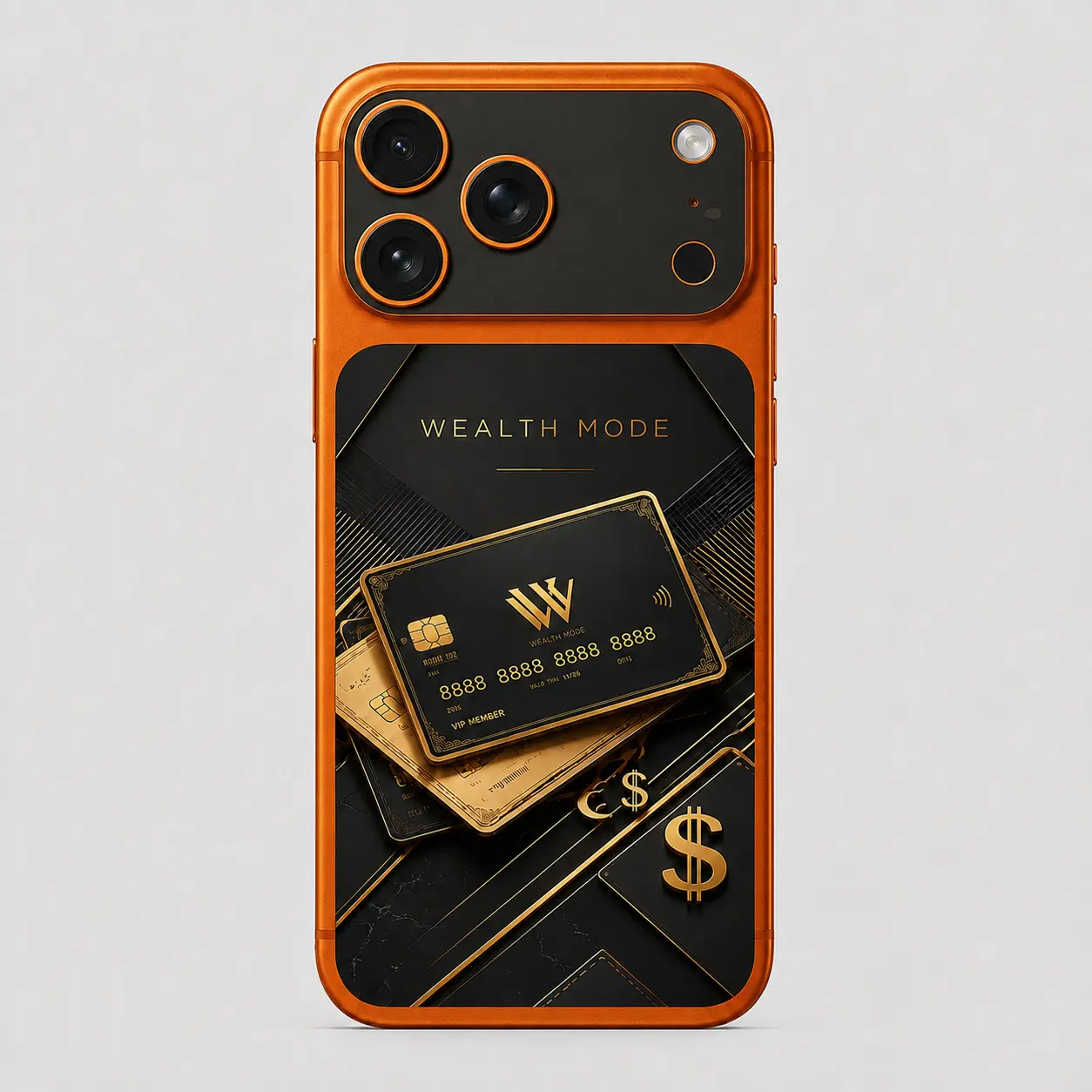 Wealth Mode — Skin arrière & caméra iPhone 17 Pro Max